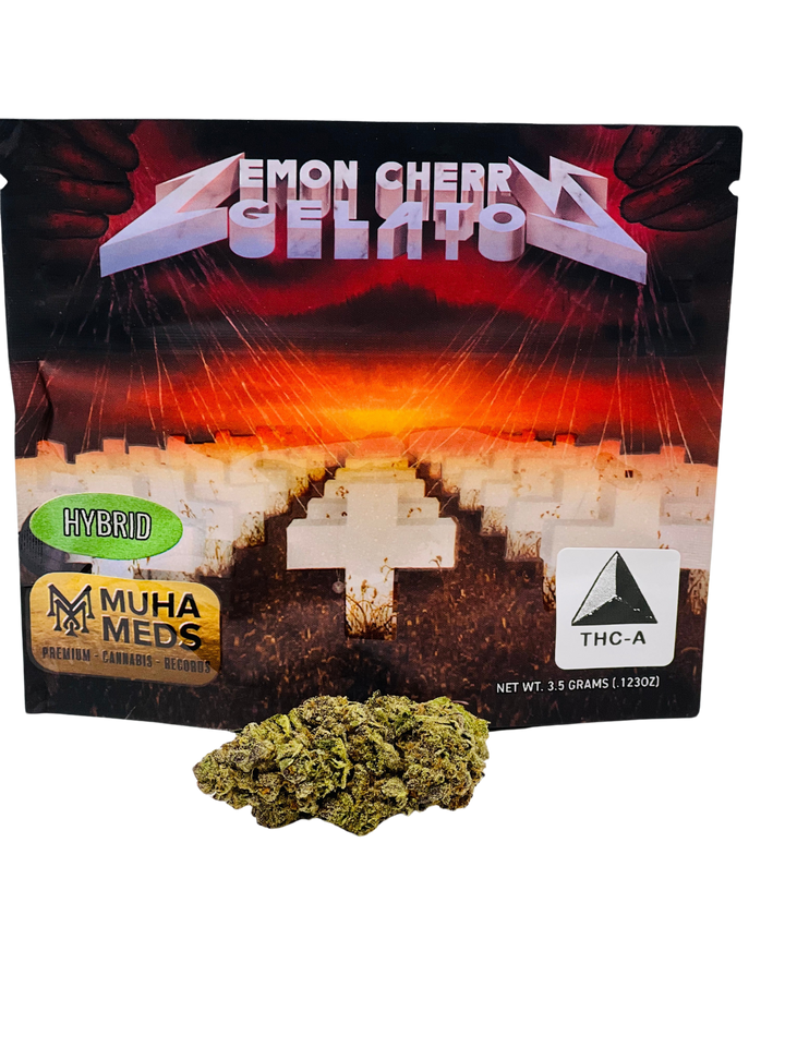 Muha Meds 3.5g THCA - Lemon Cherry Gelato (Hybrid) MUHA-FLW-THCA-3.5 Flower by Muha Meds with Lemon Cherry Gelato and THCA SKU MUHA-FLW-THCA-3.5-LCG